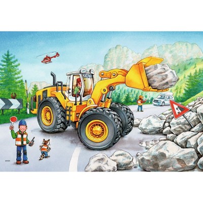 Ravensburger-07802 2 Puzzles - Bagger und Waldtraktor