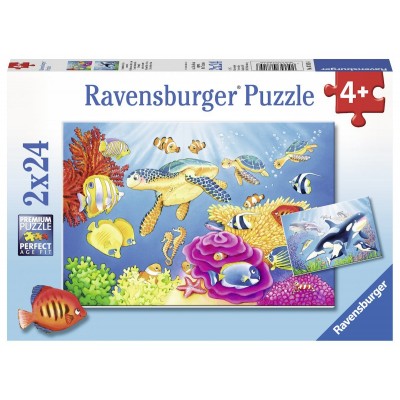 Ravensburger-07815 2 Puzzles - Kunterbunte Unterwasserwelt