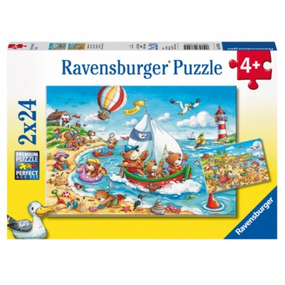 Ravensburger-07829 2 Puzzles - Urlaub am Meer