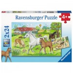  Ravensburger-07833 2 Puzzles - Auf dem Pferdehof