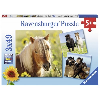 Ravensburger-08011 3 Puzzles - Liebe Pferde