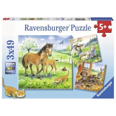 Ravensburger-08029 3 Puzzles - Kuschelzeit