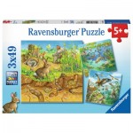  Ravensburger-08050 3 Puzzles - Tiere in ihren Lebensräumen