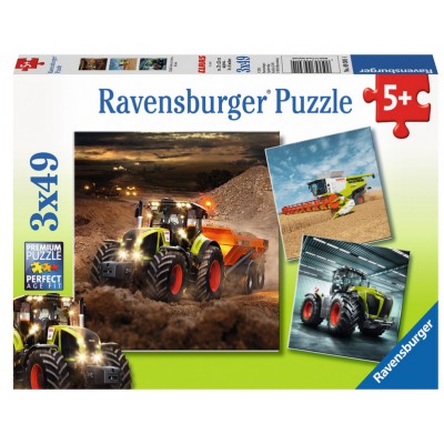Ravensburger-09301 3 Puzzles - CLAAS: Axion, Lexion, Xerion