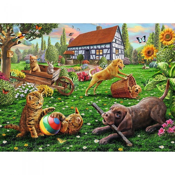 Puzzle  Ravensburger-12828 XXL Teile - Entdecker auf vier Pfoten