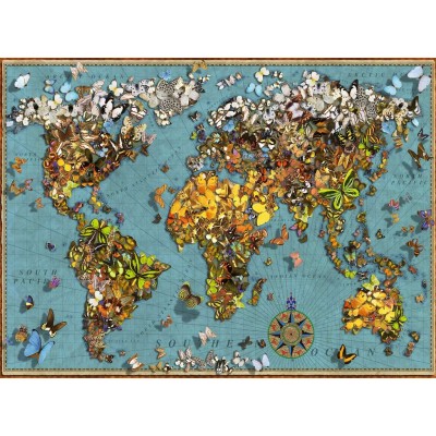 Puzzle Ravensburger-15043 Schmetterlings-Weltkarte