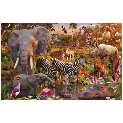 Puzzle Ravensburger-17037 Afrikanische Tierwelt