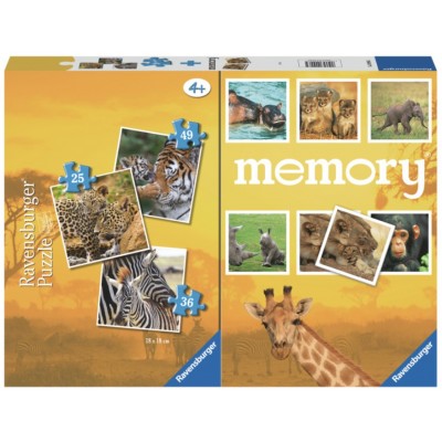 Ravensburger-20996 3 Puzzles - Memory - Tierbabys