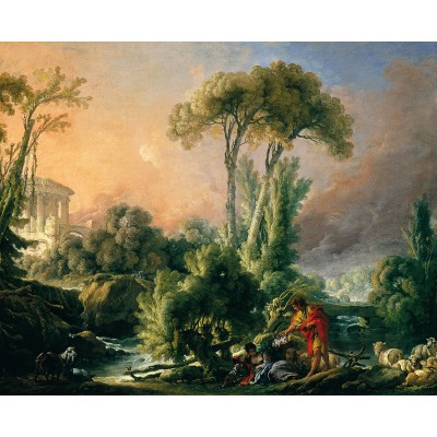 Puzzle Dtoys-74980 François Boucher: River Landscape with an Antique Temple