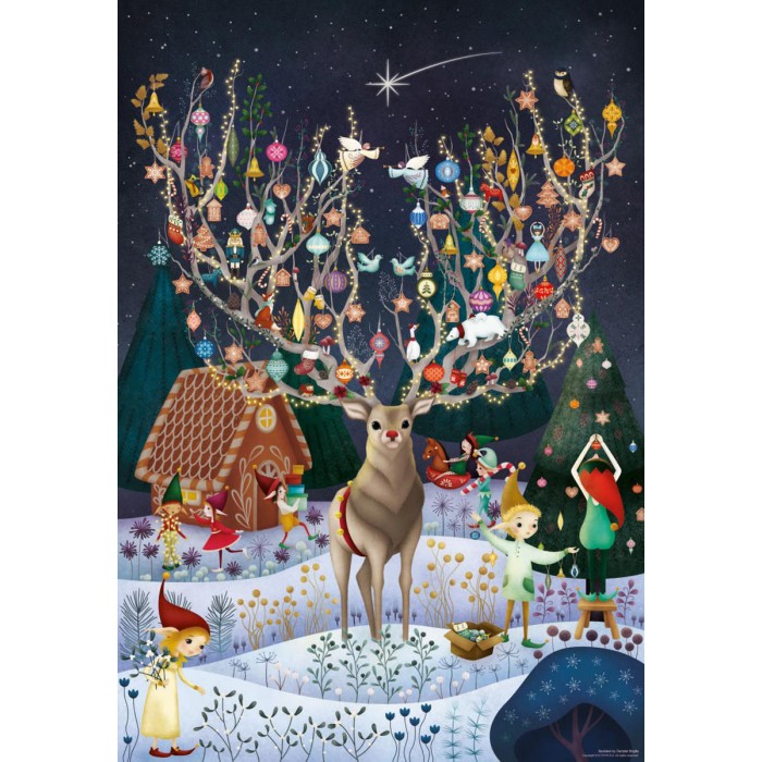 Puzzle  DToys-80653 Demeter Brigi - Rudolph, das Rentier mit der Roten Nase