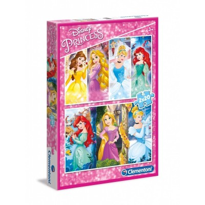 Clementoni-07031 2 Puzzles - Disney Princess