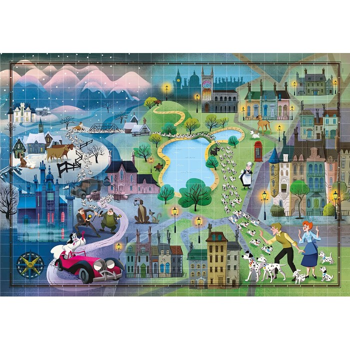 Puzzle  Clementoni-39665 Story Maps - 101 Dalmatians