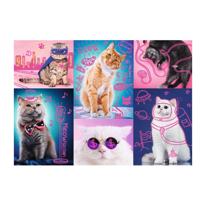 Puzzle  Trefl-10581 Neon Color Line - Cats