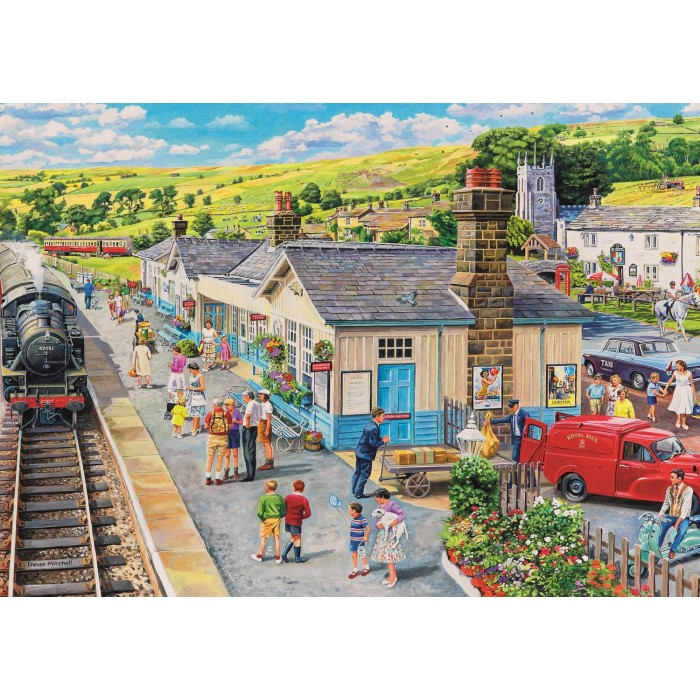 Puzzle  Trefl-10810 Tea Time: Der Dorfbahnhof