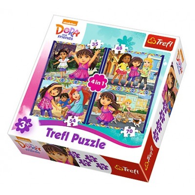 Trefl-34265 4 Puzzles - Dora