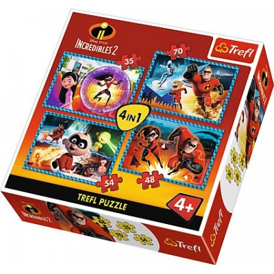Trefl-34306 4 Puzzles - Incredibles 2