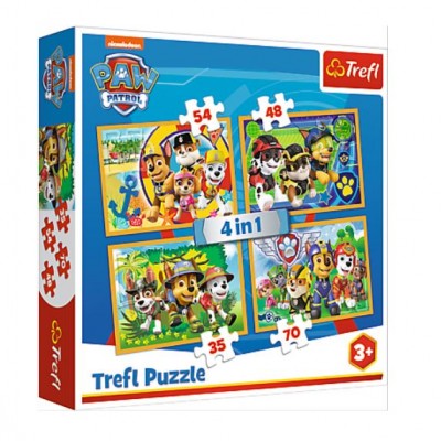 Puzzle Trefl-34307 4 in 1 - Paw Patrol - Always on Time