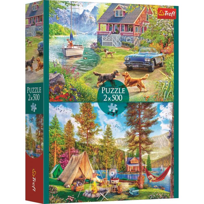  Trefl-37497 2 Puzzles - Entspannung Im Sommer
