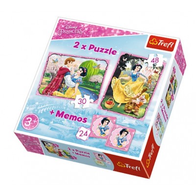 Trefl-90603 2 Puzzles + Memo - Disney Princess