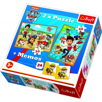Trefl-90790 2 Puzzles + Memo - Paw Patrol