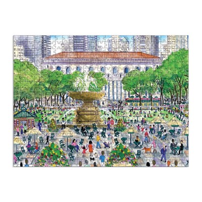 Galison-37017 Frühling in der Bibliothek – 500-teiliges doppelseitiges Puzzle