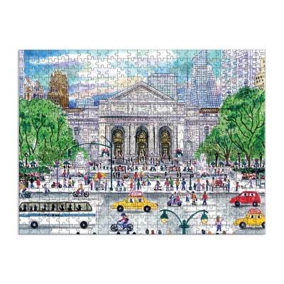Galison-37017 Frühling in der Bibliothek – 500-teiliges doppelseitiges Puzzle