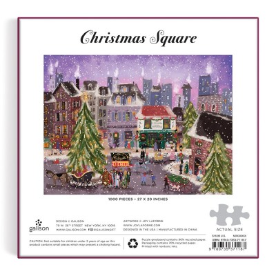 Galison-37118 Weihnachtsquadrat – 1000-teiliges Puzzle in Quadratischer Box