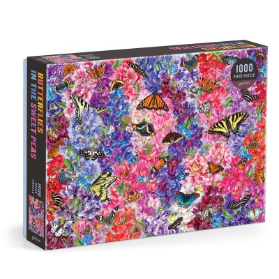 Galison-38335 Schmetterlinge in den Süßen Erbsen 1000 Stück Puzzle - Troy Litten