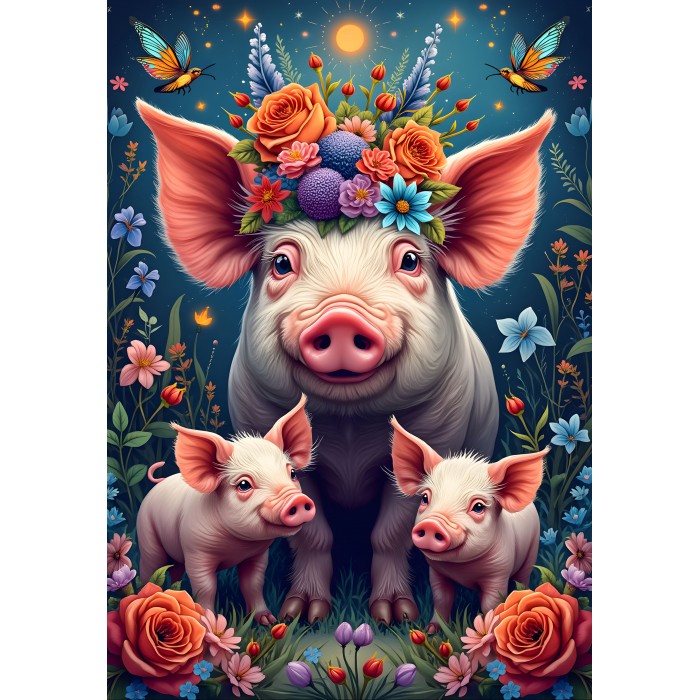 Puzzle  Alipson-Puzzle-F-50237 Familie Schwein auf Spaziergang
