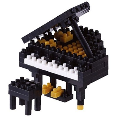 Brixies-58774 Nano 3D Puzzle - Klavier (Flügel) Schwarz (Level 3)