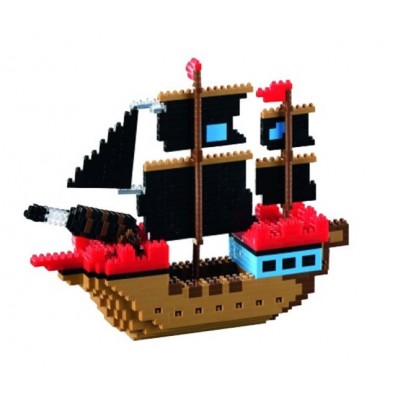 Brixies-58788 Nano 3D Puzzle - Piratenschiff (Level 4)