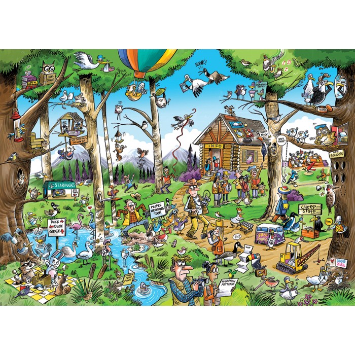 Puzzle  Cobble-Hill-44510 DoodleTown: Paradies für Vogelbeobachter