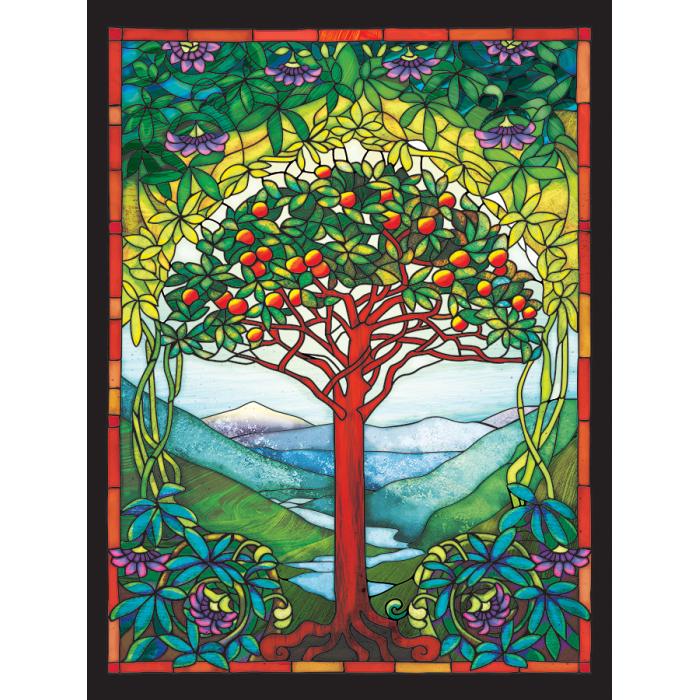 Puzzle  Cobble-Hill-48005 Stained Glass - Lebensbaum