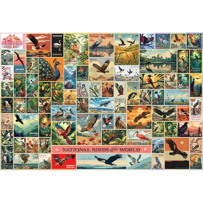 Puzzle  Cobble-Hill-49024 Nationale Vögel der Welt
