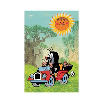 Dino-33106-VoitureRouge Mini-Puzzle - Der kleine Maulwurf: Rotes Auto