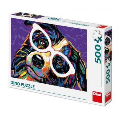 Puzzle Dino-50235 Hund mit Brille