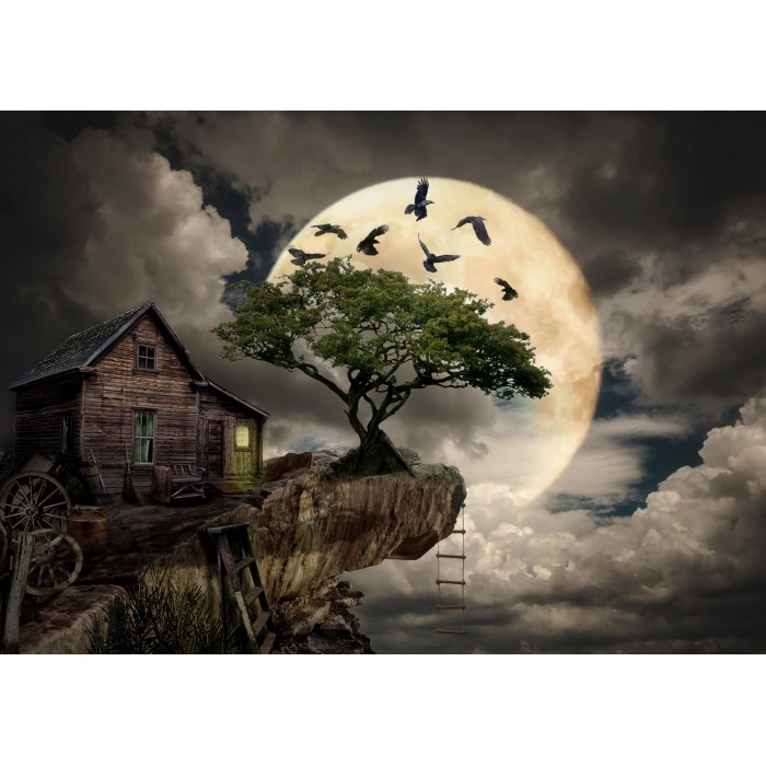 Puzzle  Enjoy-Puzzle-1614 Ein Blockhaus auf einer Klippe