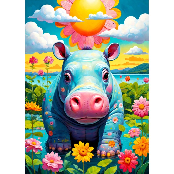 Puzzle  Enjoy-Puzzle-2152 Nilpferd in der Sonne