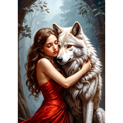 Puzzle Enjoy-Puzzle-2165 Die Frau und der Wolf