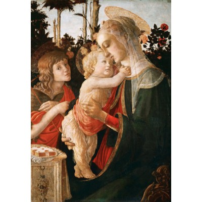 Puzzle Grafika-F-30992 Sandro Botticelli: Jungfrau und das Kind mit Johannes, 1470-1475