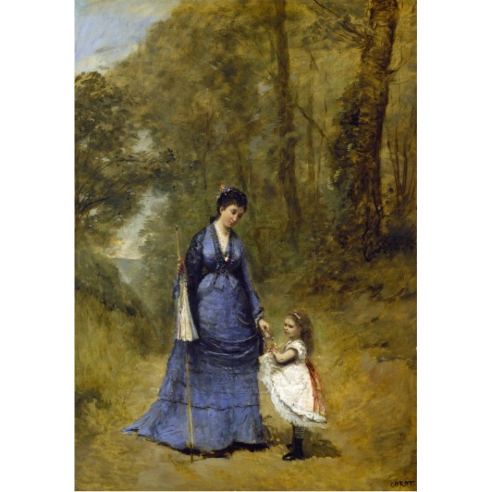 Puzzle  Grafika-F-31218 Jean-Baptiste-Camille Corot: Madame Stumpf and Her Daughter, 1872