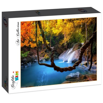 Puzzle Grafika-F-31676 Wasserfall im Wald
