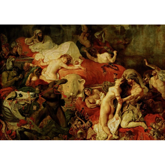 Puzzle Grafika-00782 Eugène Delacroix: Der Tod des Sardanapal, 1827