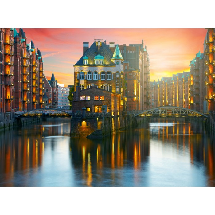 Puzzle Grafika-F-30707 Deutschland Edition - Hamburg, Alte Speicherstadt