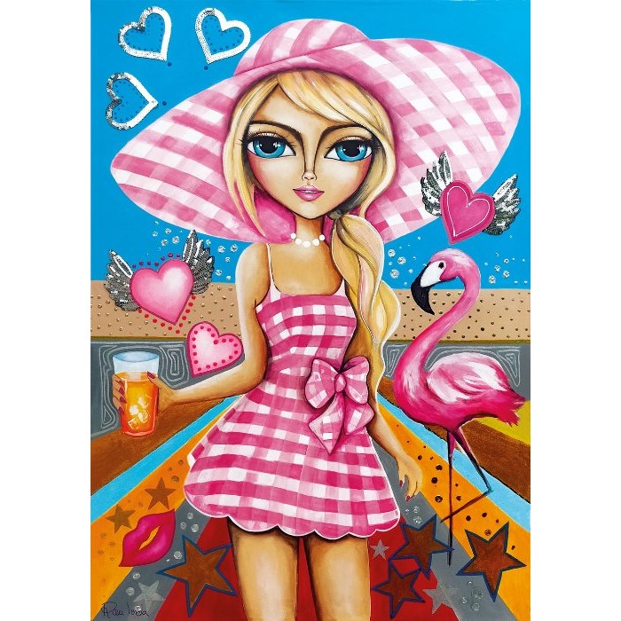 Puzzle  Magnolia-1721 Dame in Rosa