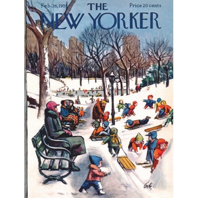 Puzzle New-York-Puzzle-NY1886 XXL Teile - Sledding in the Park