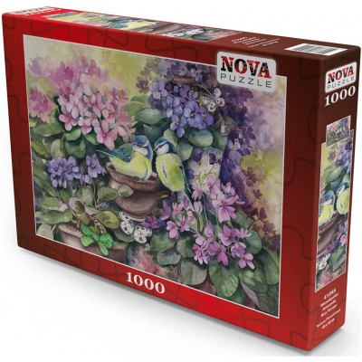 Puzzle Nova-Puzzle-41095 Vogelnest in den Veilchen