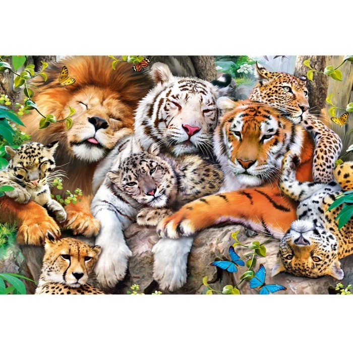  Trefl-20152 Holzpuzzle - Wild Cats in the Jungle
